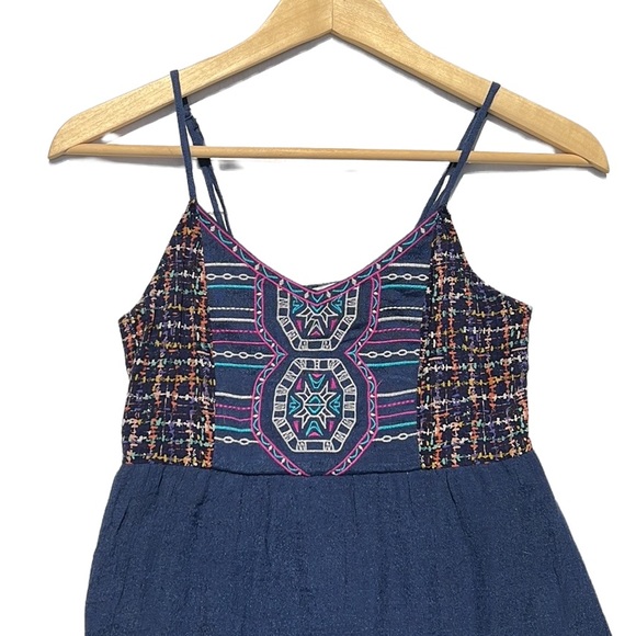 Flying Tomato Navy Blue Boho Embroidered Sundress Size Small - Picture 5 of 7